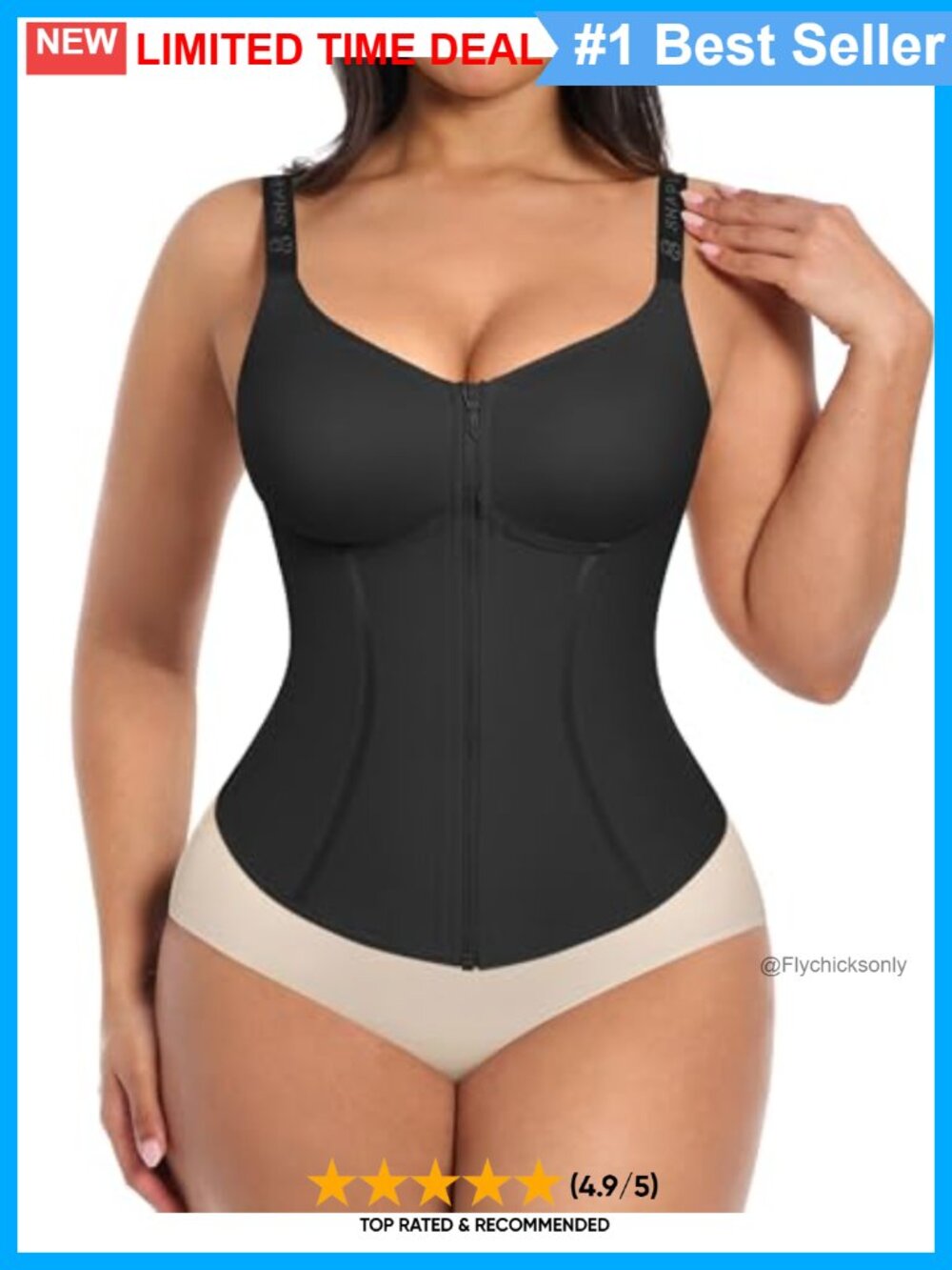 SHAPELLX Corset Top Waist Trainer Tummy Control Shapewear Zip